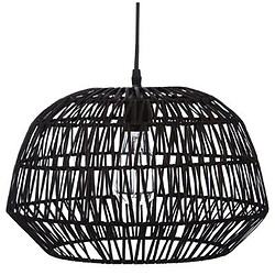 Pegane Suspension design en rotin et fer coloris noir - Dim : D 38 x H 32 cm