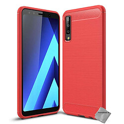 Htdmobiles Coque silicone gel carbone pour Samsung Galaxy A7 (2018) + film ecran - ROUGE