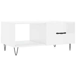 Maison Chic Table basse,Table Console Table d'appoint, Table pour salon Blanc brillant 90x50x40 cm Bois d'ingénierie -MN35942