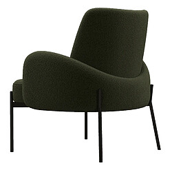 Moloo ALEX-Fauteuil en tissu bouclé Vert Army et métal noir