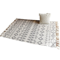 Universal Tapis en coton et lin nordique Couchage Salon 120x180cm Coussin de sol Zone Tapis Tissé à la main Tapis |(blanche)