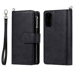 Etui en PU fermeture éclair magnétique détachable 2 en 1 avec support noir pour votre Samsung Galaxy S20