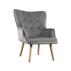 Habitat Et Jardin Fauteuil style scandinave velours Odense - 73 x 81 x 92.5 cm - 1 place - Gris