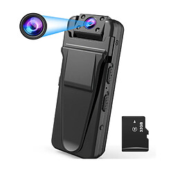 Chrono Body Body Camera Mini Caméra Audio Portable Vision Nocturne Caméra Cachée 16G Full HD 1080P Petite Police Body Body Camera Noir