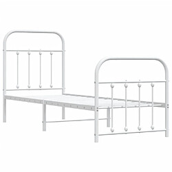 Acheter vidaXL Cadre de lit métal sans matelas avec pied de lit blanc 75x190cm