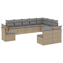 Maison Chic Salon de jardin avec coussins 10 pcs | Ensemble de Table et chaises | Mobilier d'Extérieur beige résine tressée -GKD54643