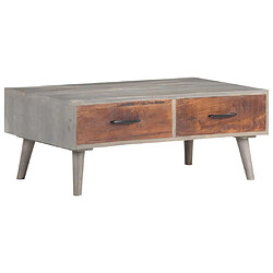 vidaXL Table basse Gris 100x60x40 cm Bois massif de manguier brut