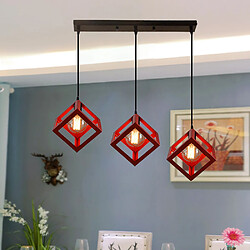 Avis Stoex Lustre Creative Cube Rouge Plafonnier Antique À 3 Lumières Suspension Luminaire Rétro en Métal, Pour Bureau, Chambre À Coucher, Cuisine, Bar, E27