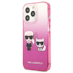 Karl Lagerfeld Gradient Ikonik Karl & Choupette - Coque pour iPhone 13 Pro (Rose)