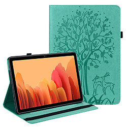 Etui en PU avec support et porte-cartes, motif arbre et cerf vert pour votre Samsung Galaxy Tab A7 10.4 (2020)