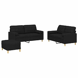 Maison Chic Ensemble de canapés 3 pcs avec coussins, Canapé droit Sofa pour Salon noir tissu -GKD676115