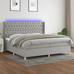 vidaXL Sommier à lattes de lit matelas LED Gris clair 200x200 cm Tissu