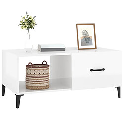 Acheter Maison Chic Table basse,Table Console Table d'appoint, Table pour salon Blanc brillant 90x50x40 cm Bois d'ingénierie -MN12827