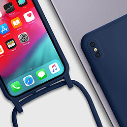 Avizar Coque Cordon iPhone XS Max Semi-rigide Lanière Tour du Cou 80cm Bleu pas cher