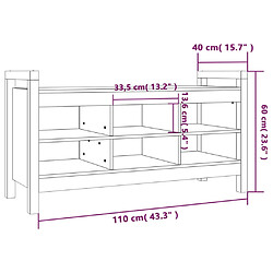 vidaXL Banc d'entrée Noir 110x40x60 cm Bois de pin massif pas cher