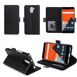 Etui luxe Wileyfox Swift 2X 4G/LTE Dual Sim noir Ultra Slim Style Cuir avec stand - Housse Folio Flip Cover coque de protection Wileyfox Swift 2 X 5.2 pouces - Accessoire XEPTIO case