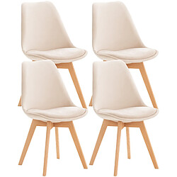 Decoshop26 Lot de 4 chaises de salle à manger design scandinave en tissu velours beige pieds bois clair CDS10379