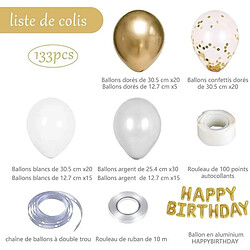 Euro Mega Guirlande de Ballon 133PCS Ballon Blanc Argent Or Ballon Fête Noël Mariage Anniversaire