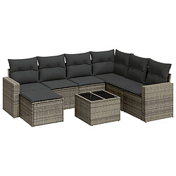 vidaXL Salon de jardin 8 pcs avec coussins gris résine tressée