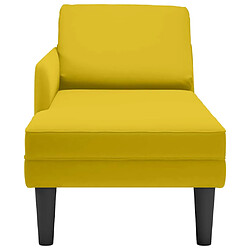 Avis vidaXL Fauteuil long avec coussin et accoudoir droit jaune velours