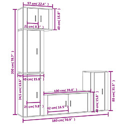 vidaXL Ensemble de meubles TV 5 pcs Blanc brillant Bois d'ingénierie pas cher