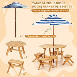 Acheter Helloshop26 Ensemble de table et tabourets pour enfants de 3 ans et plus table de pique-nique en bois parasol pliable et hauteur réglable naturel 20_0008501