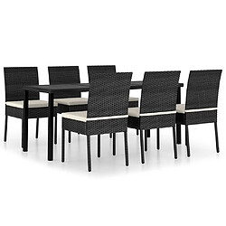 Salle à manger de jardin 7 pcs,Table et chaise à dîner Résine tressée Noir -MN58389