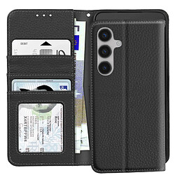 Avizar Étui Cuir pour Samsung Galaxy S24 FE Portefeuille Anti-RFID Support Noir