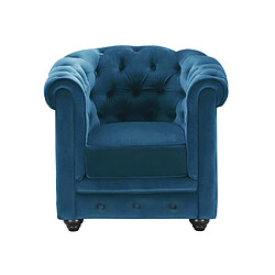 Vente-Unique Fauteuil CHESTERFIELD - Velours bleu canard