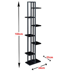 Helloshop26 Support de plantes à 6 niveaux 150 x 34 x 21 cm noir 03_0007695