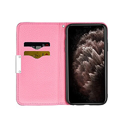 Wewoo Coque Etui à rabat en cuir Litchi pour iPhone 11 avec support et fentes cartes Rose pas cher