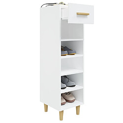 Maison Chic Armoire à chaussure 30x35x105 cm,Meuble à Chaussures Blanc brillant Bois ingénierie -MN72017 pas cher