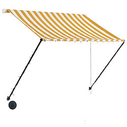 Avis Maison Chic Store banne | Auvent rétractable de porte | Marquise Brise-soleil avec LED 150x150 cm Jaune et blanc -GKD14346