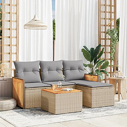 Maison Chic Salon de jardin avec coussins 5 pcs | Ensemble de Table et chaises | Mobilier d'Extérieur beige résine tressée -GKD34548