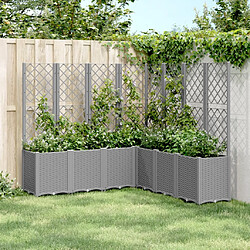 Maison Chic Jardinière,Bac à fleurs avec treillis - pot de fleur gris clair 160x160x140 cm PP -GKD84503