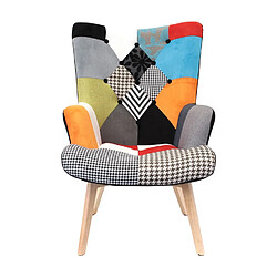 The Home Deco Factory Fauteuil de salon design scandinave Helsinki - Noir patchwork