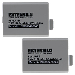 Vhbw EXTENSILO 2x Batteries remplacement pour Canon LP-E5 pour appareil photo, reflex numérique (1100mAh, 7,4V, Li-ion)