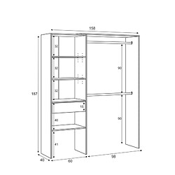 But Armoire dressing CAMILA imitation Chêne et blanc pas cher