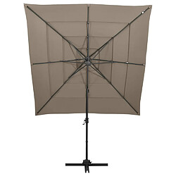 Helloshop26 Parasol à 4 niveaux avec mât en aluminium 250 x 250 cm taupe 02_0008794