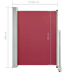 vidaXL Auvent latéral rétractable de patio 100x300 cm Rouge pas cher