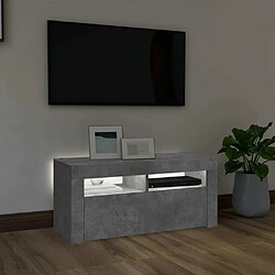 Avis Maison Chic Meubles TV avec lumières LED - Banc TV pour salon gris béton 90x35x40 cm -MN33073