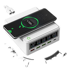 Universal Chargeur USB à 5 ports Type C PD 65W QC3.0 Adaptateur d'alimentation QI Chargeur sans fil LCD Chargeur rapide pour Samsung Petit |