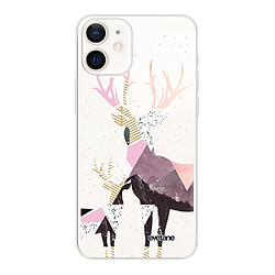 Coque iPhone 12 mini souple transparente Cerfs motifs Motif Ecriture Tendance Evetane