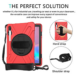 Avis Coque en TPU combo en forme de x avec béquille et dragonne rouge pour votre Samsung Galaxy Tab S6 SM-T860 (Wi-Fi)/T865 (LTE)