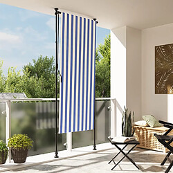 vidaXL Store roulant d'extérieur bleu et blanc 120x270 cm tissu acier