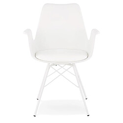 Mes Fauteuil design blanc et piètement en métal blanc - SHAFT