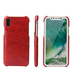 Wewoo Etui en cuir Fierre Shann Retro Oil en cire PU pour iPhone X / XS, avec emplacements pour cartes (rouge)