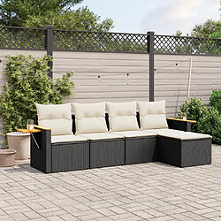 Maison Chic Ensemble de 5 Tables et chaises d'extérieur avec coussins,Salon de jardin noir résine tressée -GKD676344