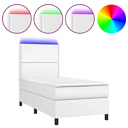 vidaXL Sommier à lattes de lit avec matelas et LED Blanc 90x200 cm