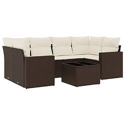 vidaXL Salon de jardin avec coussins 7 pcs marron résine tressée